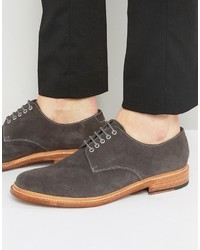 Темно-серые замшевые туфли дерби от Grenson