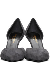 Темно-серые замшевые туфли от Saint Laurent