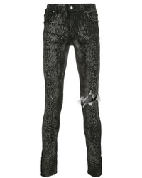 Мужские темно-серые зауженные джинсы с принтом от Amiri