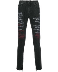 Мужские темно-серые зауженные джинсы с принтом от Haculla