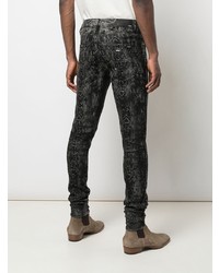 Мужские темно-серые зауженные джинсы с принтом от Amiri