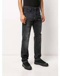 Мужские темно-серые зауженные джинсы с украшением от Philipp Plein