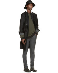 Мужские темно-серые зауженные джинсы от Ann Demeulemeester