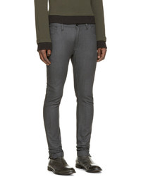 Мужские темно-серые зауженные джинсы от Ann Demeulemeester