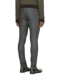 Мужские темно-серые зауженные джинсы от Ann Demeulemeester