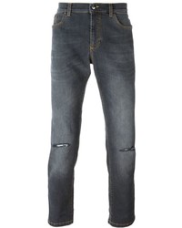 Мужские темно-серые зауженные джинсы от Versace