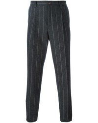 Мужские темно-серые классические брюки в вертикальную полоску от Brunello Cucinelli