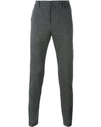 Мужские темно-серые классические брюки в вертикальную полоску от Dondup