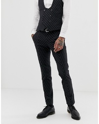 Мужские темно-серые классические брюки в вертикальную полоску от Twisted Tailor