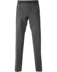 Темно-серые классические брюки в горошек