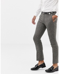 Мужские темно-серые классические брюки с узором "в ёлочку" от Twisted Tailor