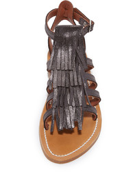 Женские темно-серые кожаные босоножки от K. Jacques