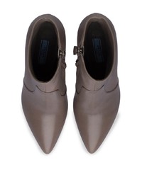 Темно-серые кожаные ботильоны от Prada