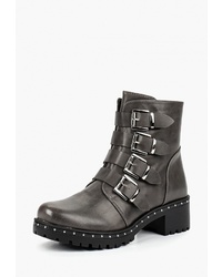 Женские темно-серые кожаные ботинки на шнуровке от Ideal Shoes