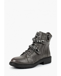 Женские темно-серые кожаные ботинки на шнуровке от Ideal Shoes