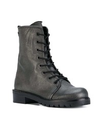 Женские темно-серые кожаные ботинки на шнуровке от Stuart Weitzman