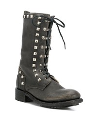 Женские темно-серые кожаные ботинки на шнуровке от Ash