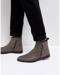Мужские темно-серые кожаные ботинки челси от ASOS DESIGN