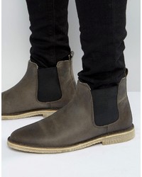 Мужские темно-серые кожаные ботинки челси от Asos