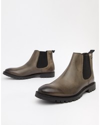 Мужские темно-серые кожаные ботинки челси от Base London