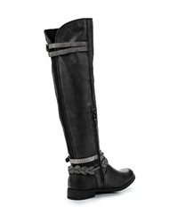 Темно-серые кожаные ботфорты от Marco Tozzi