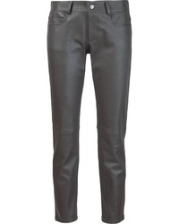 Женские темно-серые кожаные брюки от Joseph