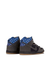 Мужские темно-серые кожаные высокие кеды с принтом от Nike