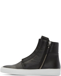 Мужские темно-серые кожаные высокие кеды от Helmut Lang