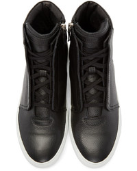 Мужские темно-серые кожаные высокие кеды от Helmut Lang