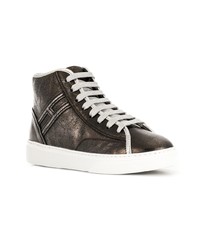 Женские темно-серые кожаные высокие кеды от Hogan