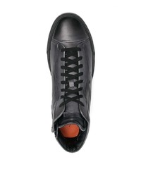 Мужские темно-серые кожаные высокие кеды от Santoni
