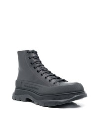 Мужские темно-серые кожаные высокие кеды от Alexander McQueen