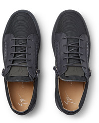 Мужские темно-серые кожаные кеды от Giuseppe Zanotti