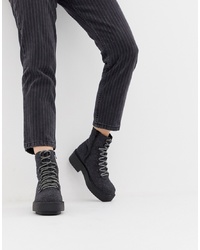 Женские темно-серые кожаные массивные ботинки на шнуровке от ASOS DESIGN