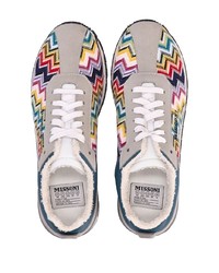 Мужские темно-серые кожаные низкие кеды от Missoni