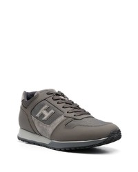 Мужские темно-серые кожаные низкие кеды от Hogan