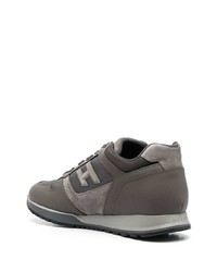 Мужские темно-серые кожаные низкие кеды от Hogan