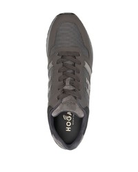 Мужские темно-серые кожаные низкие кеды от Hogan