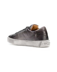 Мужские темно-серые кожаные низкие кеды от Santoni