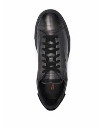 Мужские темно-серые кожаные низкие кеды от Santoni