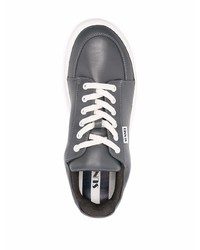 Мужские темно-серые кожаные низкие кеды от Sunnei