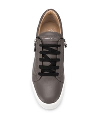 Мужские темно-серые кожаные низкие кеды от Giuseppe Zanotti