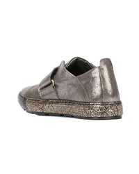 Женские темно-серые кожаные низкие кеды от Henry Beguelin