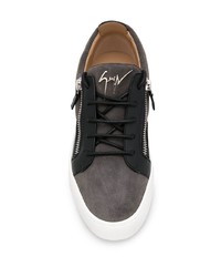 Мужские темно-серые кожаные низкие кеды от Giuseppe Zanotti