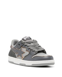 Мужские темно-серые кожаные низкие кеды от A Bathing Ape