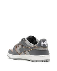 Мужские темно-серые кожаные низкие кеды от A Bathing Ape