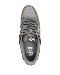 Мужские темно-серые кожаные низкие кеды от A Bathing Ape