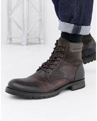 Мужские темно-серые кожаные повседневные ботинки от Jack & Jones