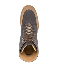Мужские темно-серые кожаные повседневные ботинки от Brunello Cucinelli