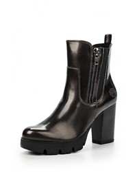 Темно-серые кожаные полусапоги от Marco Tozzi